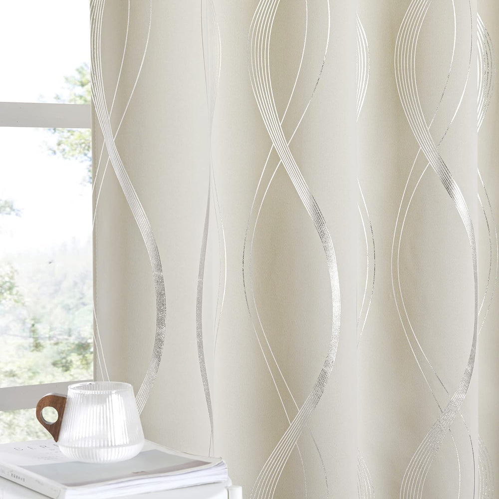 NICETOWN Beige Blackout Curtain Panels 84 inches Long 2 Panels