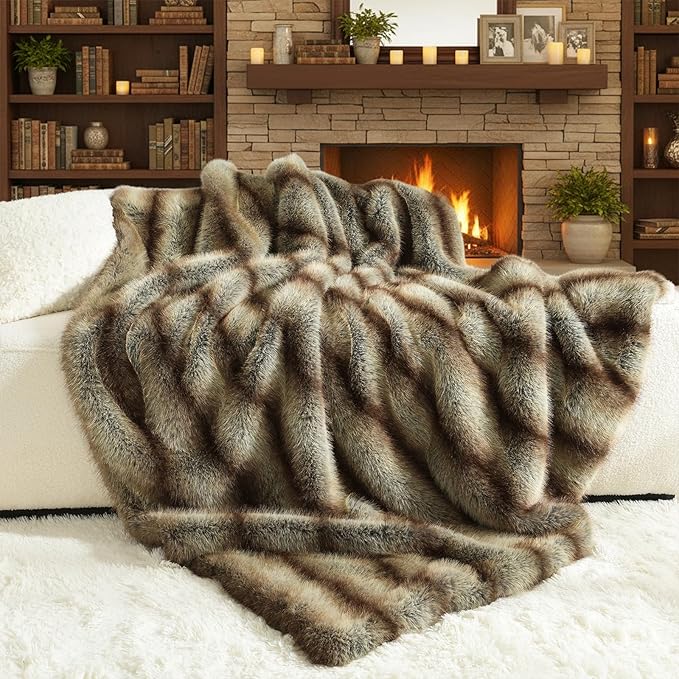 HORIMOTE HOME Luxury Plush Blanket, Soft & Cozy Fur Throw Blanket by HORIMOTEHOME