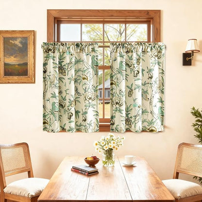 Leeva Floral Print Short Window Curtains, Farmhouse Style Soft Faux Linen Half - Image 7