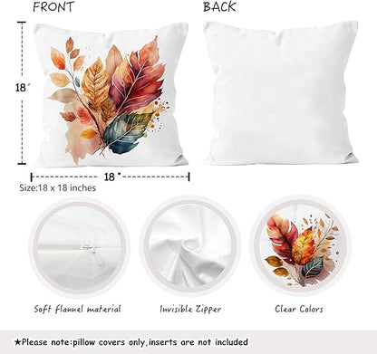 Rustic Fall Leaves Pillow Covers 18x18, Fall Home Decor, Watercolor Farmhouse - Image 2