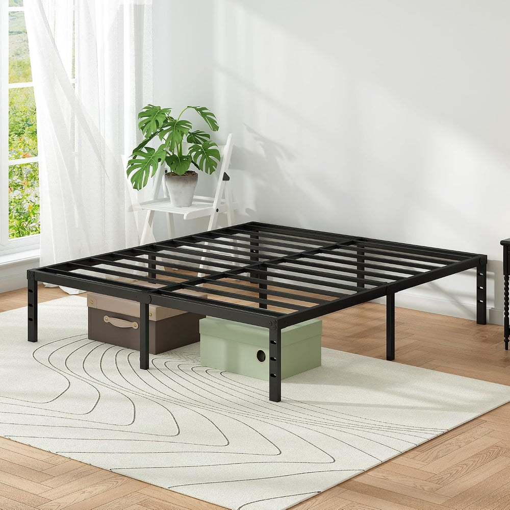 Metal Platform Bed Frame Full Size, 14 Inch Height with Heavy Duty Steel Supp...