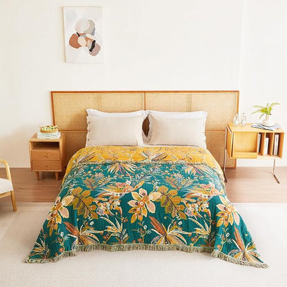 MSGKV Boho Throw Blanket for Bed Twin Size 100% Cotton Floral Blanket 60"x80" - Image 8