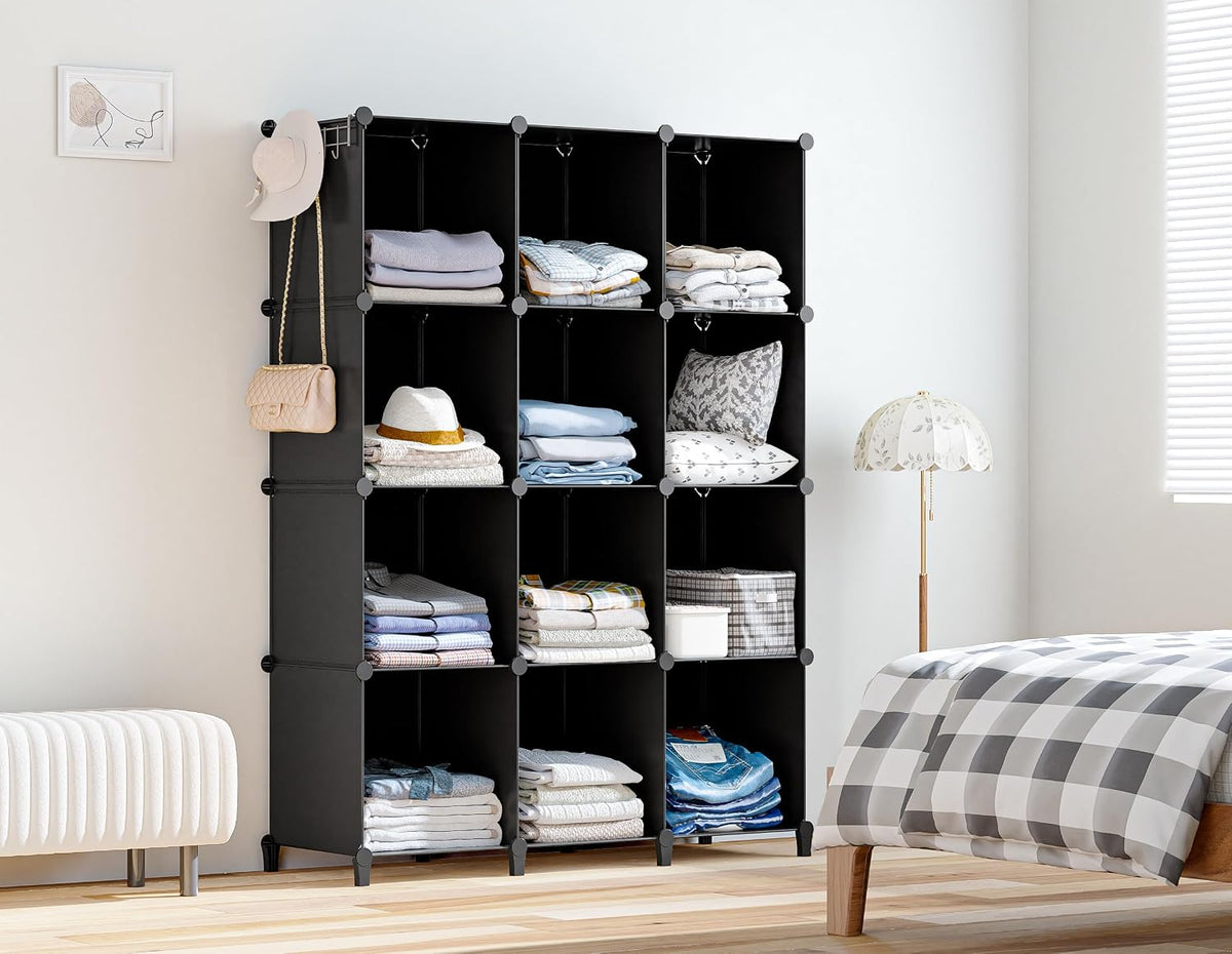 homidec closet organizers and storage, 12 cube storage shown in use
