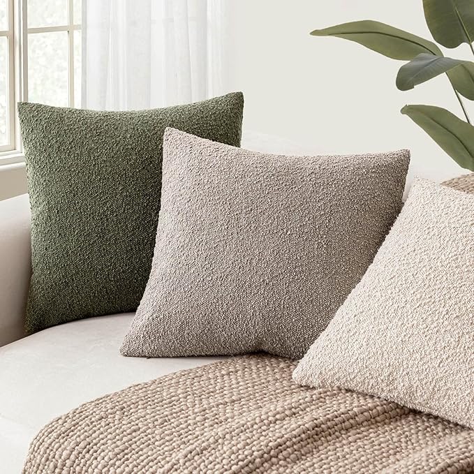 Foindtower Pack of 2 Textured Boucle Throw Pillow Covers Accent Solid - Image 6