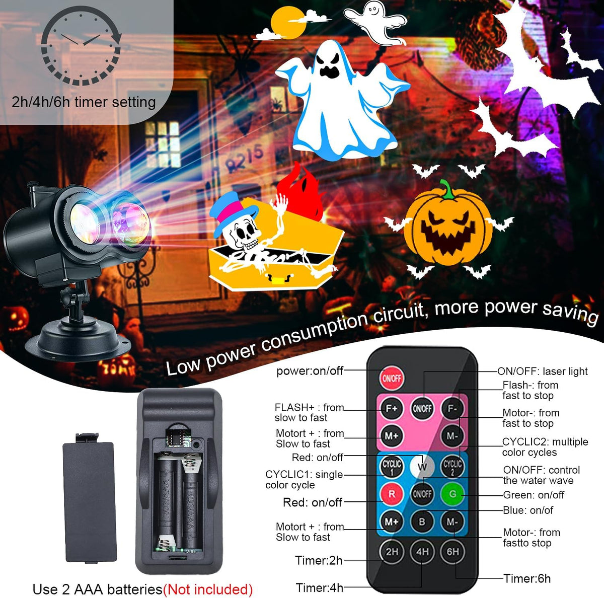 Halloween Projector Lights Outdoor, Snowflake Christmas Projector Lights