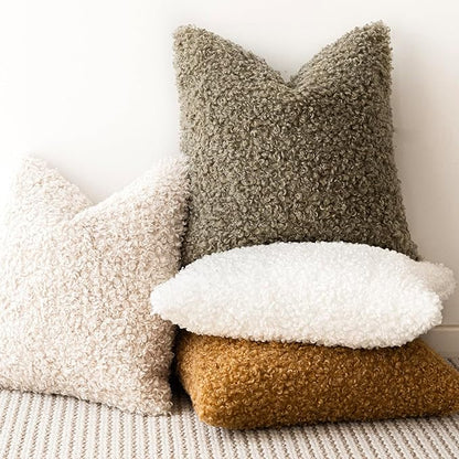 Foindtower 2 Pieces 26x26 Inch Sage Green, Faux Fur Throw Pillow Cover Accent - Image 4