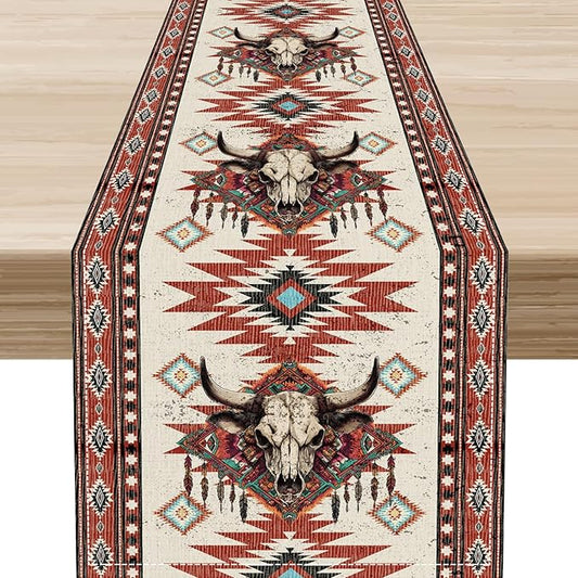 Native Aztec Table Runner, Tribal Style Southwestern Geometric Western Ethnic by Unknown
