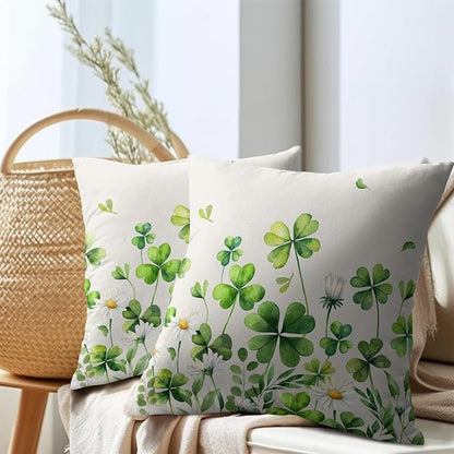 Saint Patrick Day Throw Pillow Covers Lucky Clover Shamrocks Daisy Floral - Image 7