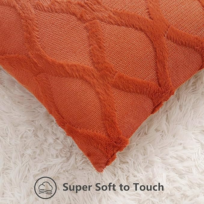 decorUhome Fall Throw Pillow Covers 20x20 Inch Set of 2, Soft Plush Faux Fur - Image 2