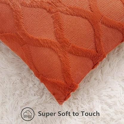 decorUhome Fall Throw Pillow Covers 20x20 Inch Set of 2, Soft Plush Faux Fur - Image 2