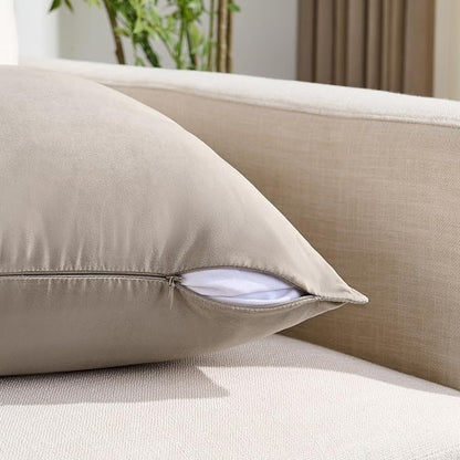 Fancy Homi 2 Packs Taupe Decorative Throw Pillow Covers 18x18 inch, Super Soft - Image 3