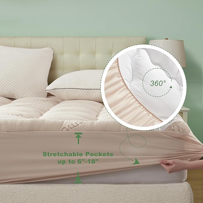BEDLORE California King Mattress Topper Viscose Derived from Bamboo, Thick - Image 6