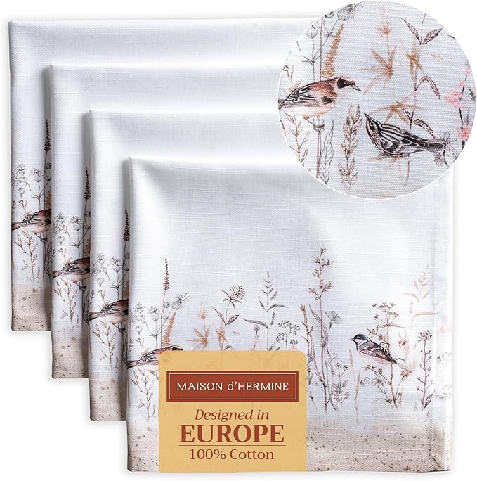 Maison d' Hermine Cloth Napkins Set of 4 100% Cotton Everyday Reusable Square by MaisondHermine