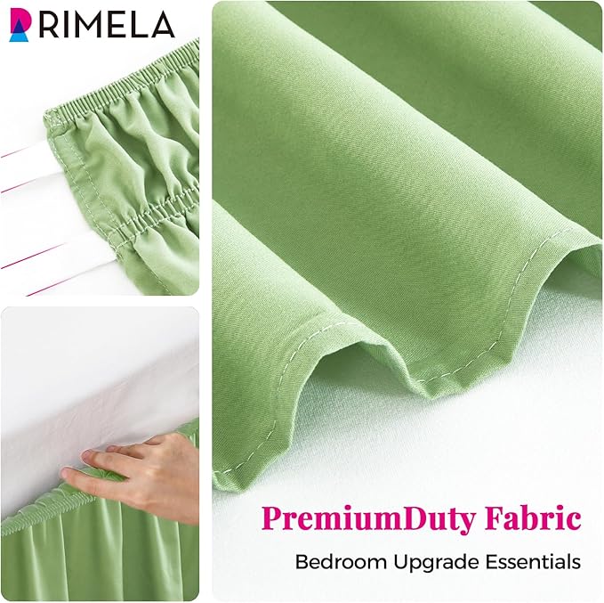 RIMELA Light Green Bed Skirt Full Size 15 Inch Drop, Elastic Bed Skirting - Image 7