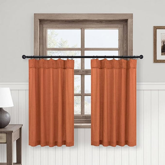 Boho Farmhouse Kitchen Curtains Over Sink 30 Inch Length by DANCURTON