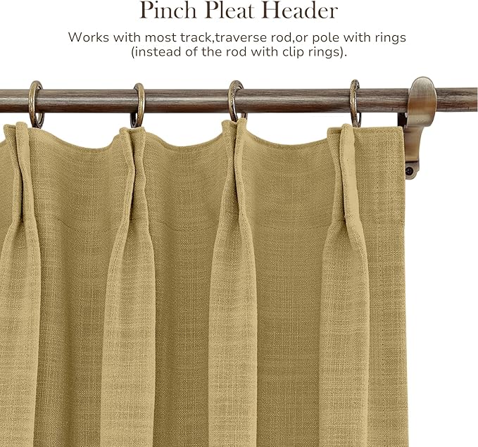 TWOPAGES 150 W x 96 L inch Pinch Pleated Curtain Room Darkening Linen Drapery - Image 4