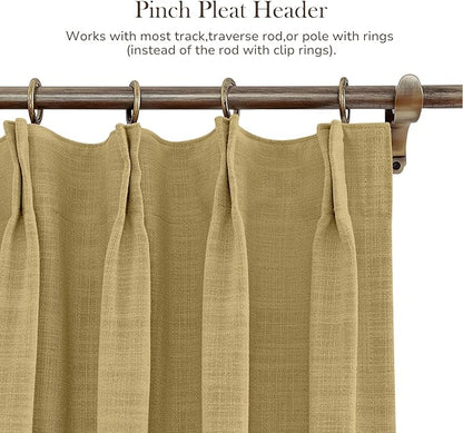 TWOPAGES 150 W x 96 L inch Pinch Pleated Curtain Room Darkening Linen Drapery - Image 4