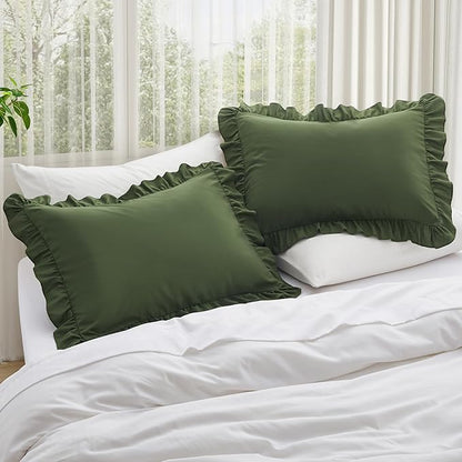 KKJIAF Ruffle Pillow Cases Standard Size Set of 2, Ruffled Pillow Covers - Image 2
