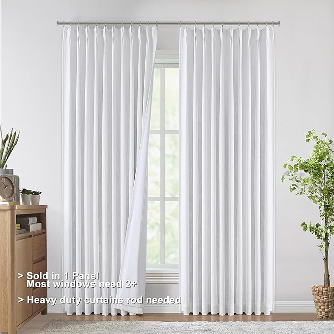 Vision Home White Pinch Pleated Full Blackout Curtains 60 inch Wide Thermal - Image 9