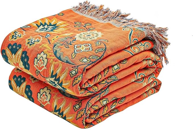 Boho Throw Blanket, 100% Cotton Ultra Soft Luxury Throw Rustic Quilt, All by XIBLC