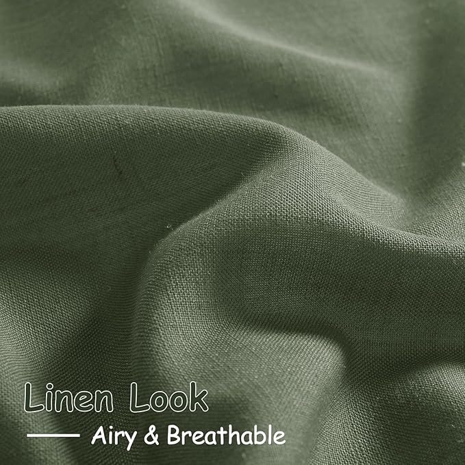 Olive Green Linen Curtains 24 Inch Length - Image 4