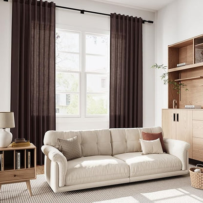 Coffee Brown Linen Curtains 90 inch Length - Image 6
