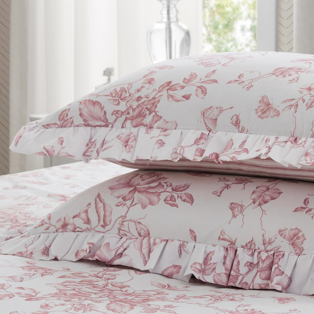 Madison Park Essentials Pink Floral Comforter Set with Sheets Full,7pc