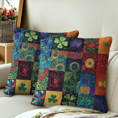 Printed Patchwork Shamrock Throw Pillow Covers 18x18 Set of 2 | St. Patrick’s - Image 3