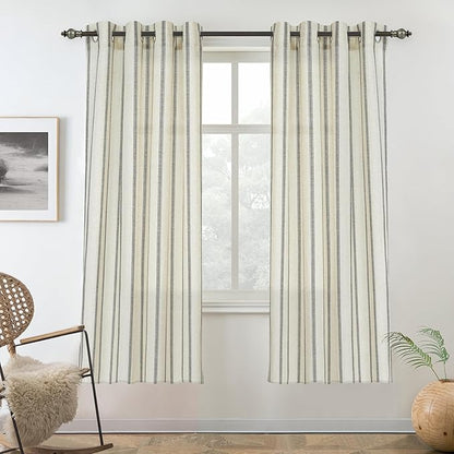 DriftAway Farmhouse Vertical Striped Linen Blend Textured Light Filtering Semi by DriftAway