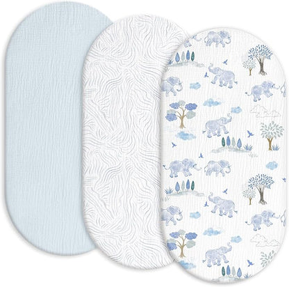 Gllquen Baby Muslin Bassinet Sheets 3 Pack, Breathable Elastic Cozy Fitted by GLLQUENBABY