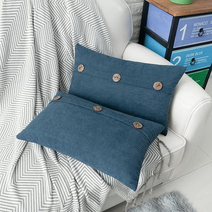 HWY 50 Blue Chenille Throw Pillow Covers 12x20 Inch - Image 4
