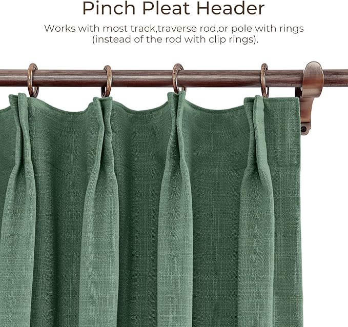TWOPAGES 52 W x 102 L inch Pinch Pleat Darkening Drape Faux Linen Curtain - Image 4