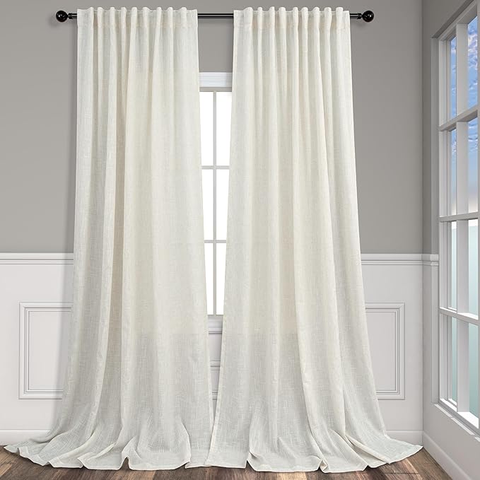 Pitalk 90 Inch Curtains 2 Panels Set Cream Ivory Curtain 72 in Wide Back Tab by Pitalk