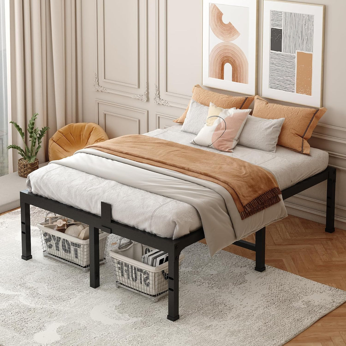 fuiobyvv king bed frames,18 inch heavy duty metal, close-up detail