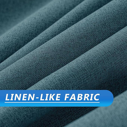 Linen 100% Blackout Curtains for Bedroom, Back Tab/Rod Pocket Room Darkening - Image 3