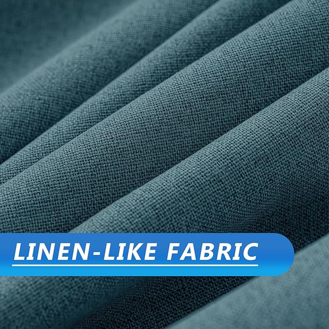 Linen 100% Blackout Curtains for Bedroom, Back Tab/Rod Pocket Curtain for - Image 3