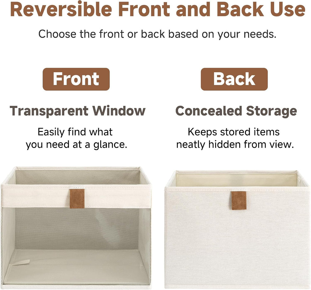 StorageWorks Closet Organizer Bins with Clear Window, Beige