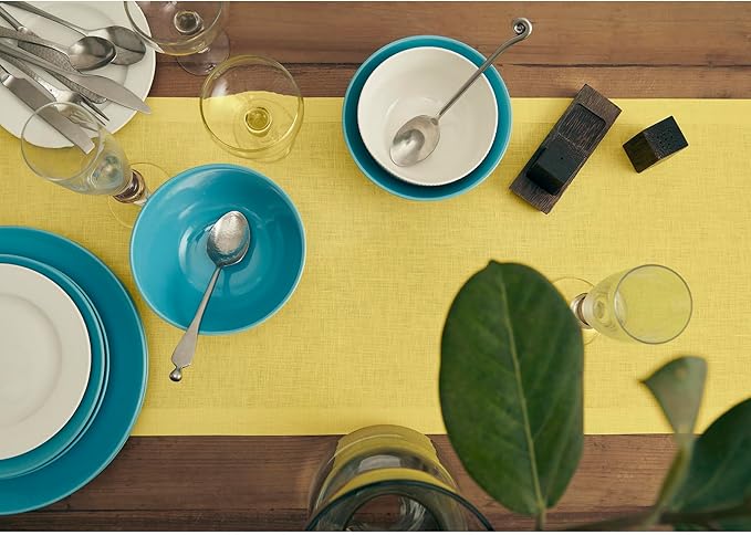 Solino Home Linen Sunshine Yellow Table Runner 120 Inches Long - Image 3