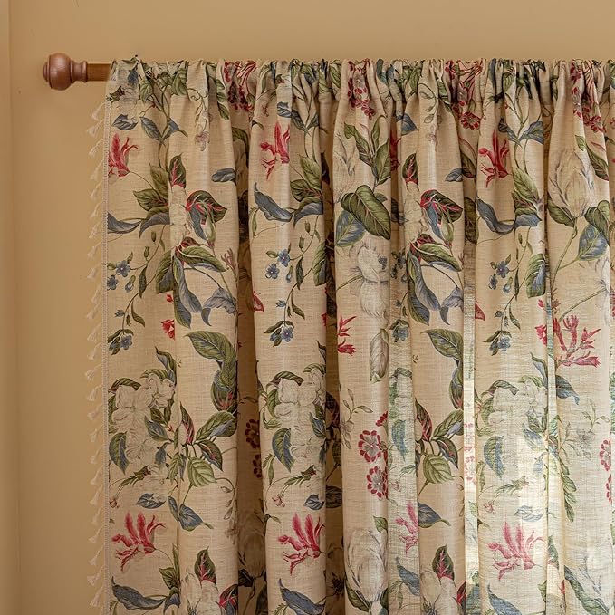 ENJOYBRIDAL Floral Curtains 84 Inch Long Living Room Boho Drapes Bedroom 2 - Image 4