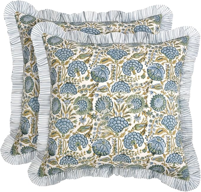Ridhi Modern Farmhouse Pillow Covers Decorative Cotton Throw Pillow Covers Set by Ridhi