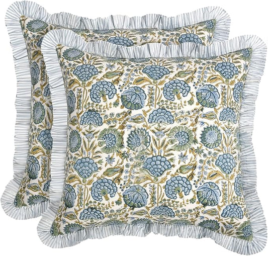 Ridhi Modern Farmhouse Pillow Covers Decorative Cotton Throw Pillow Covers Set by Ridhi