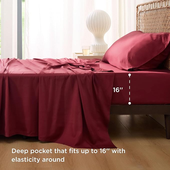 Bedsure Cooling Sheets Twin, Rayon Derived from Bamboo, Breathable & Soft Twin - Image 2