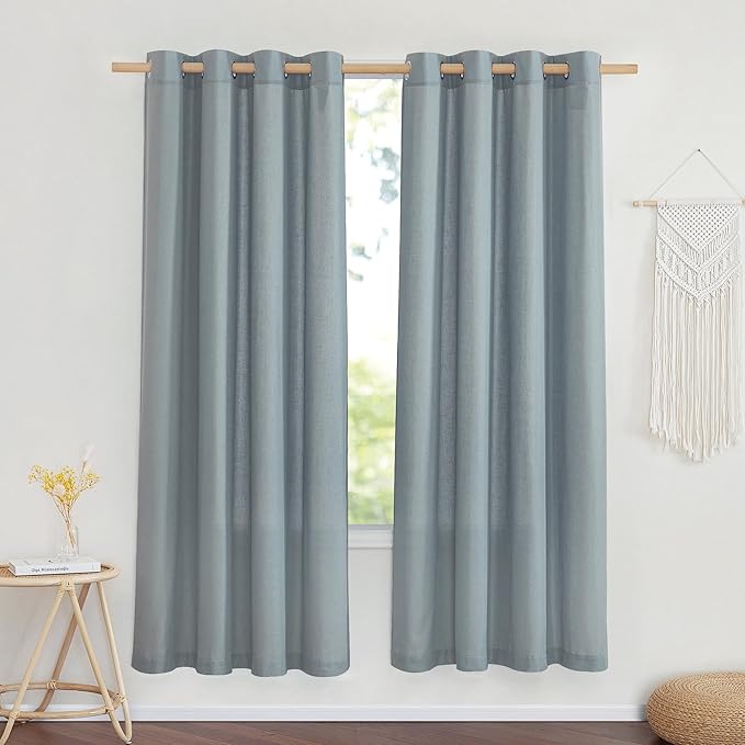 NICETOWN Stone Blue Thick Linen Curtains by NICETOWN