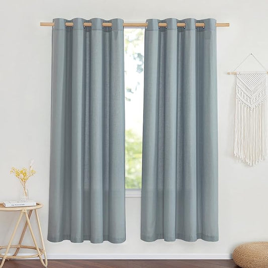 NICETOWN Stone Blue Thick Linen Curtains by NICETOWN