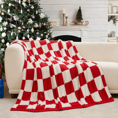 Snuggle Sac Faux Fur Checkered Blanket Twin Size - Image 3