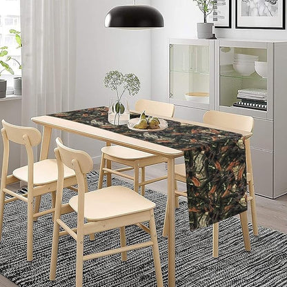 Camouflage Forest Trees Table Runner, Rustic Camouflage Hunting Camp Mossy and - Image 2