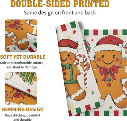 Gingerbread Man Christmas Placemats Set of 4 Candy Cane Xmas Seasonal Holiday - Image 5