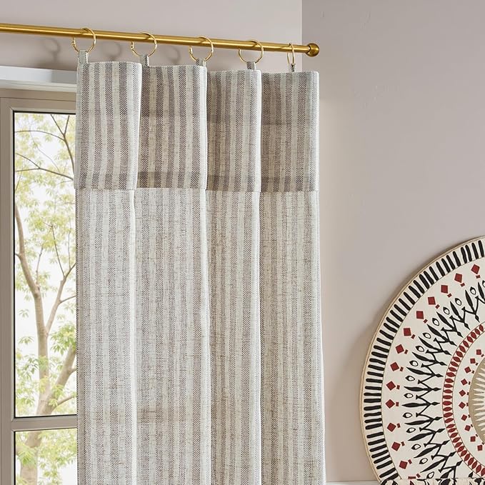 jinchan Striped Linen Kitchen Curtains - Image 8