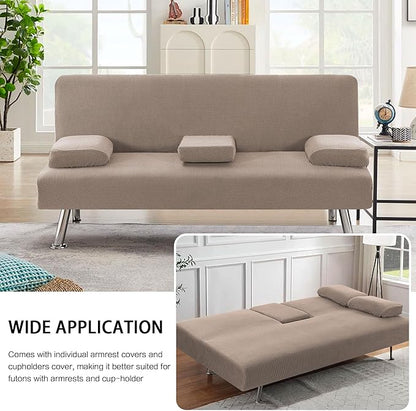 H.VERSAILTEX 4 Pieces Stretch Futon Covers Sofa Bed Slipcover - Image 7