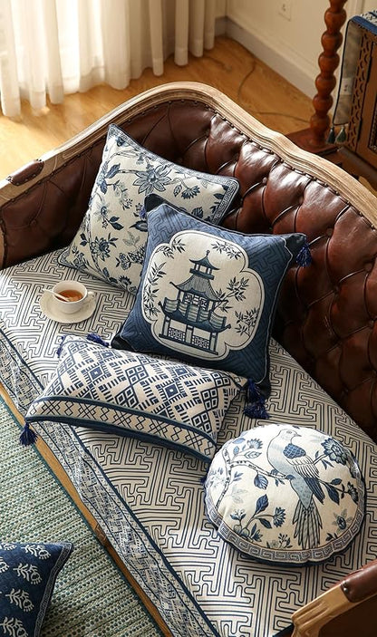Chinoiserie Throw Pillow Covers, Classic Blue and White - Image 7